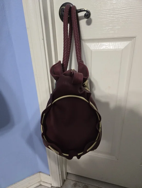 Versona Burgundy Faux Leather Satchel Bag - Picture 5 of 6